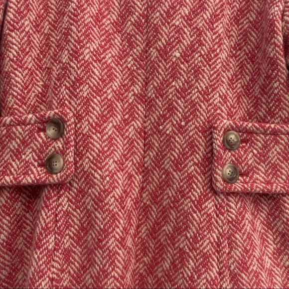 Vintage Ann Taylor Pink & Cream Herringbone TopCoat Trench Coat - Picture 7 of 16